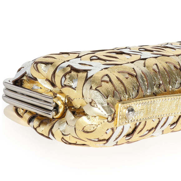 Chanel Gold & Silver Crackled Calfskin CC Mix Frame Clutch - Picture 5 of 7